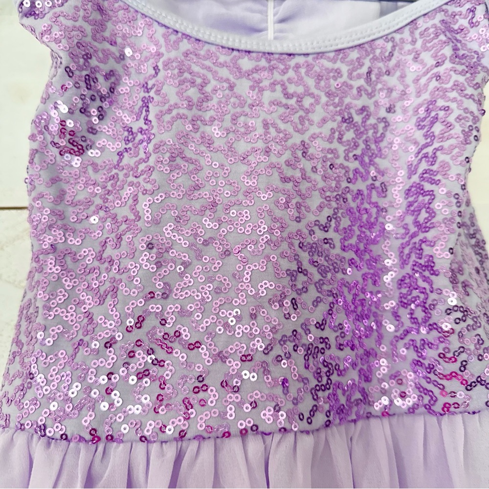 Lilac Sequin Kids Dance Costume Dress Girls Size‎ XL - Picture 6 of 6